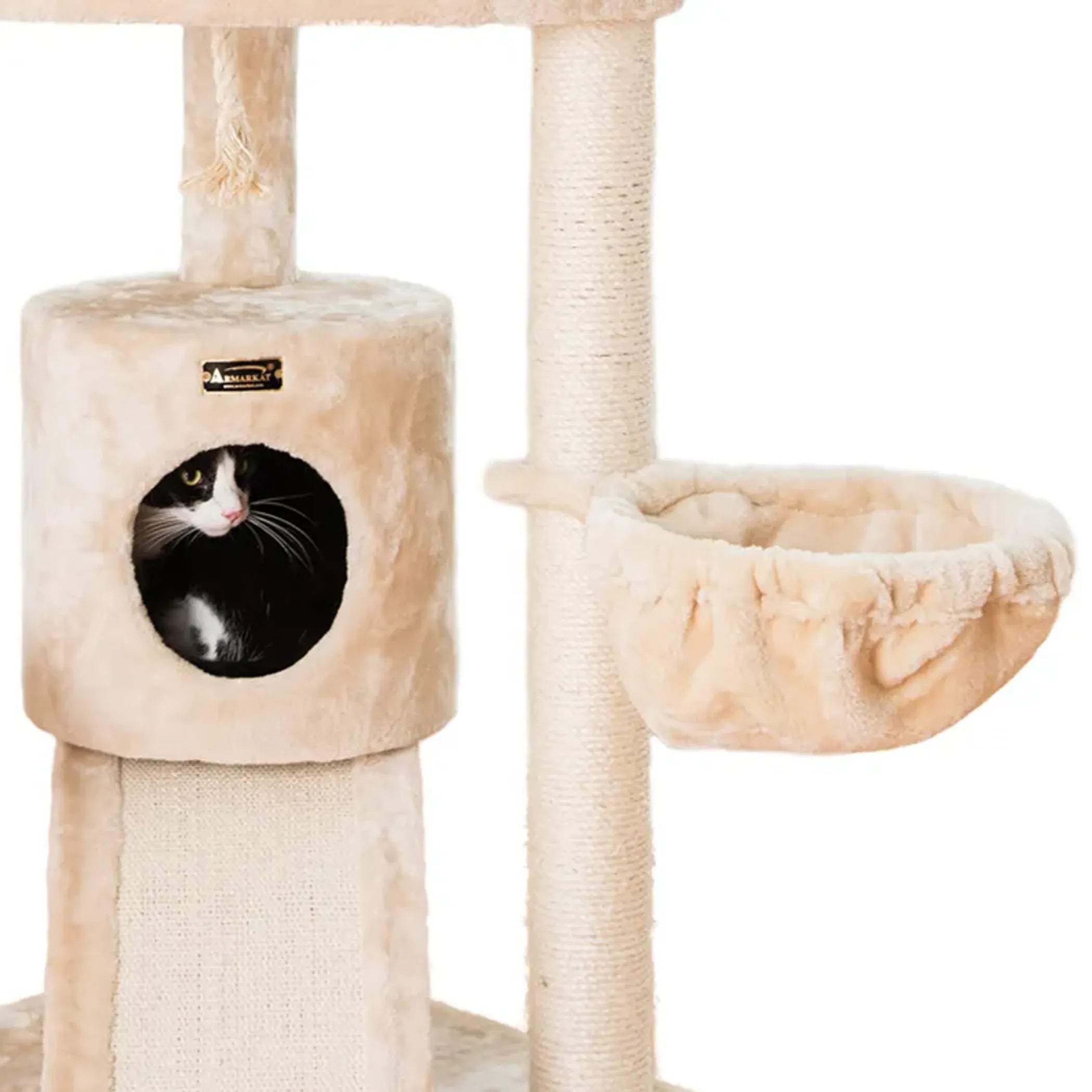 Armarkat Real Wood Spacious Thick Fur Cat Tower W Lounge