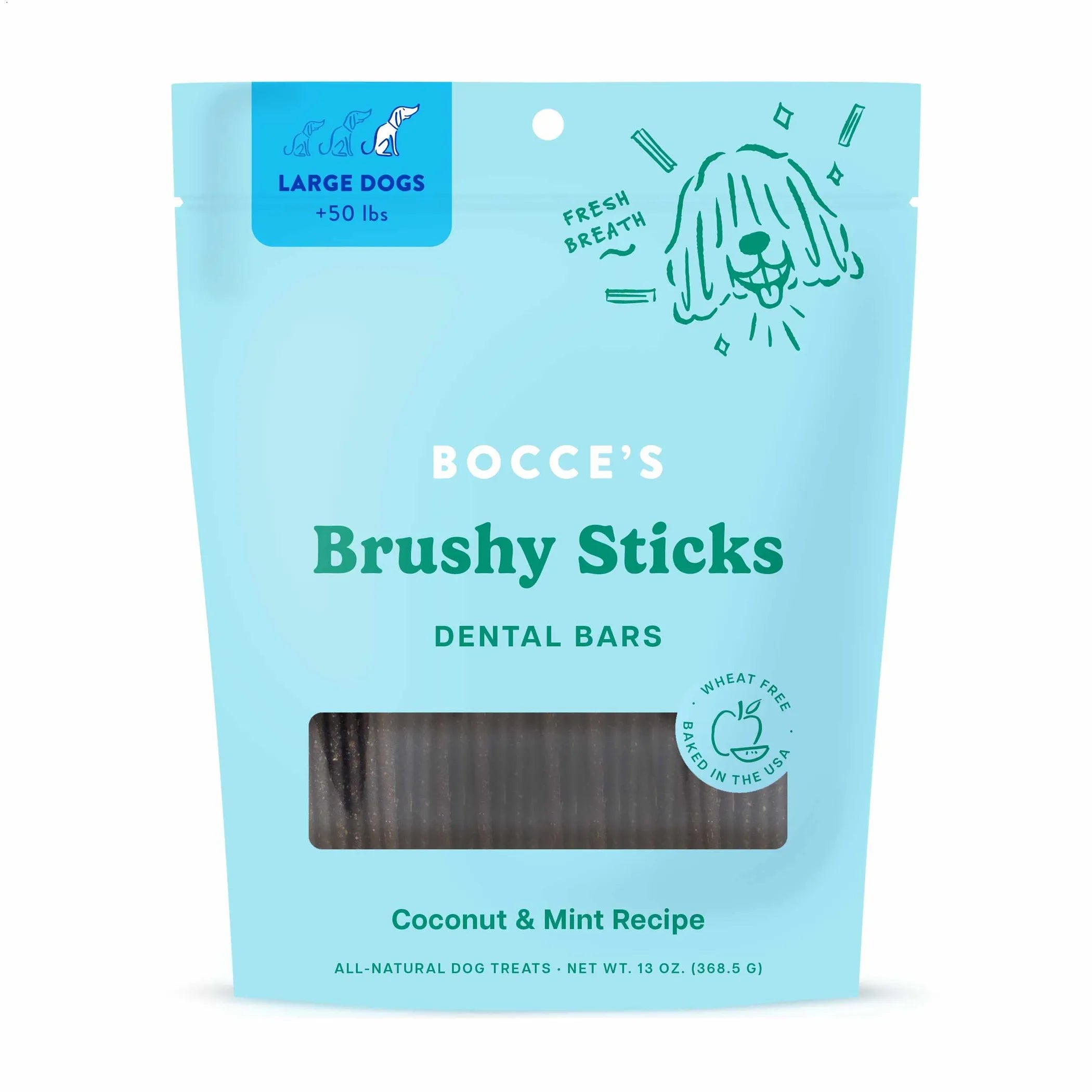 Bocce's Bakery Dailies Brushy Sticks Dog Large Dental Treats 13oz